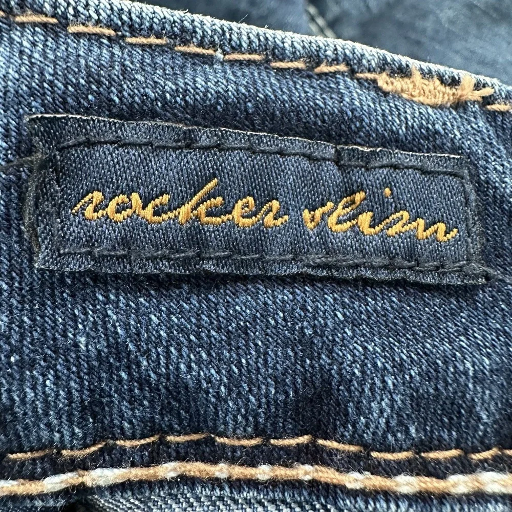 Seven 7 Womens Rocker Slim Jeans 26x27 Blue Stretch‎ Flap Back Pockets Tag Sz 25